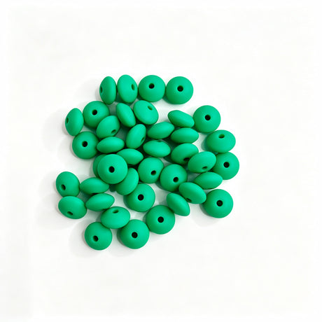 Green round acrylic spacer beads. Smooth, lightweight, and colorful, perfect for beadable pens, keychains, and handmade crafts