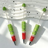 Green red gradient rhinestone beadable pens for DIY beadable pen crafting