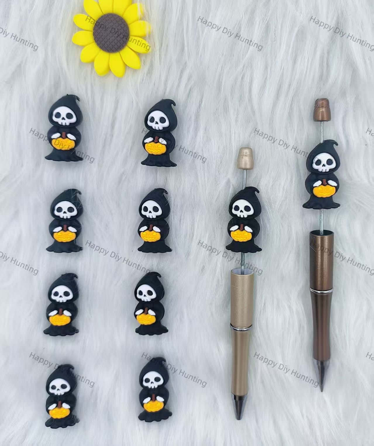 Grim Reaper holding a pumpkin Silicone Focal Beads Wholesale, silicone focal beads for pens,Halloween Focal Beads