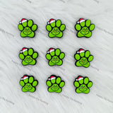 Grinch-themed Christmas Dog's Paw Silicone Focal Beads Wholesale, silicone focal beads for pens
