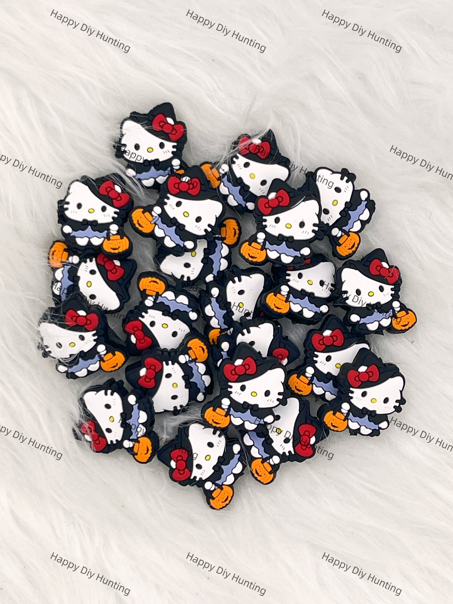 HK Cat Carrying A Pumpkin Lantern Silicone Focal Beads Wholesale, silicone focal beads for pens
