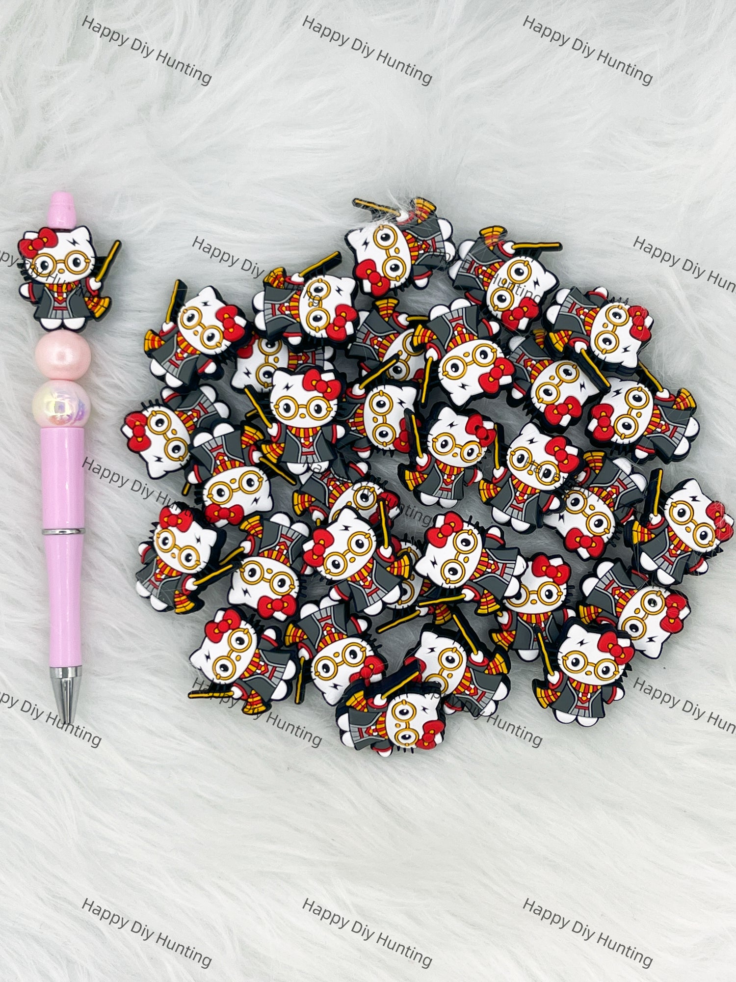 HK Cat Dressed As Harry Potter Silicone Focal Beads Wholesale, silicone focal beads for pens