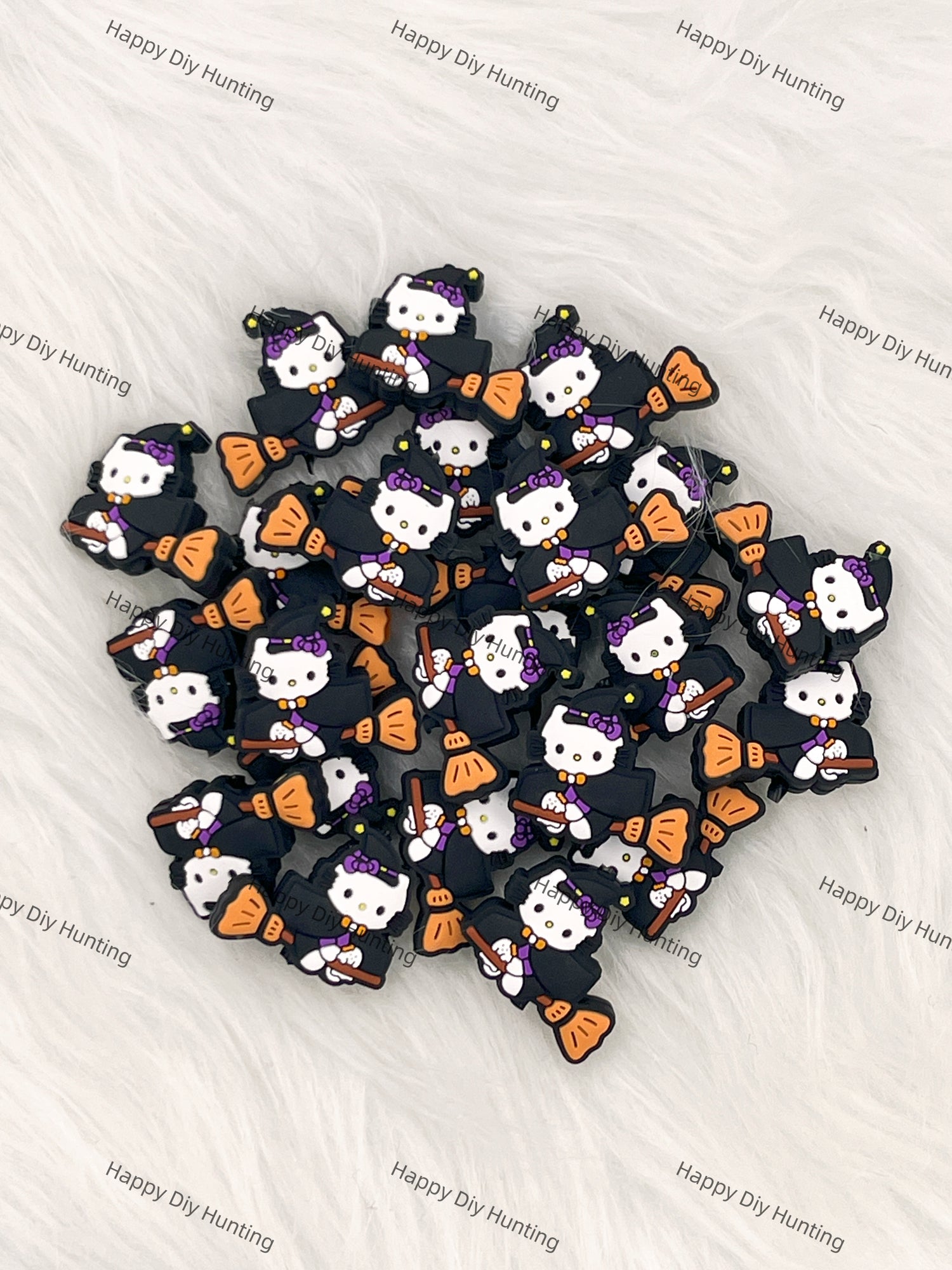 HK Cat Riding On A Magic Broomstick Silicone Focal Beads Wholesale, silicone focal beads for pens