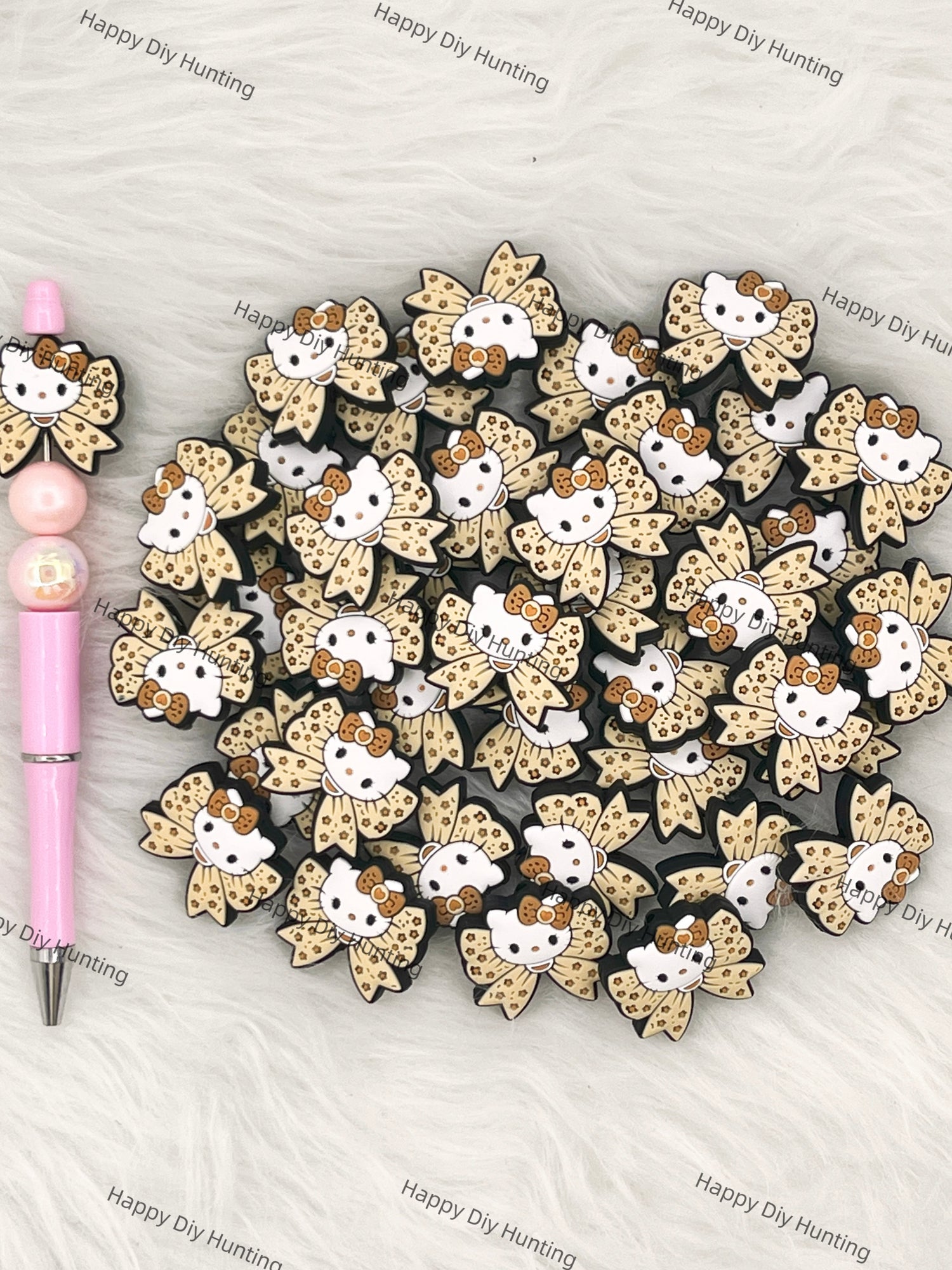 HK Cat With Bowknot Silicone Focal Beads Wholesale, silicone focal beads for pens