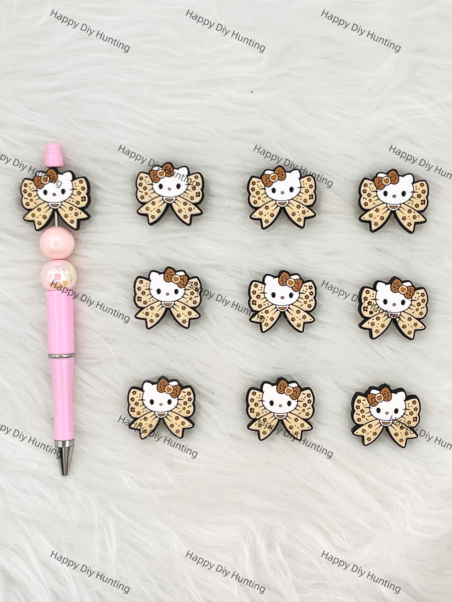 HK Cat With Bowknot Silicone Focal Beads Wholesale, silicone focal beads for pens
