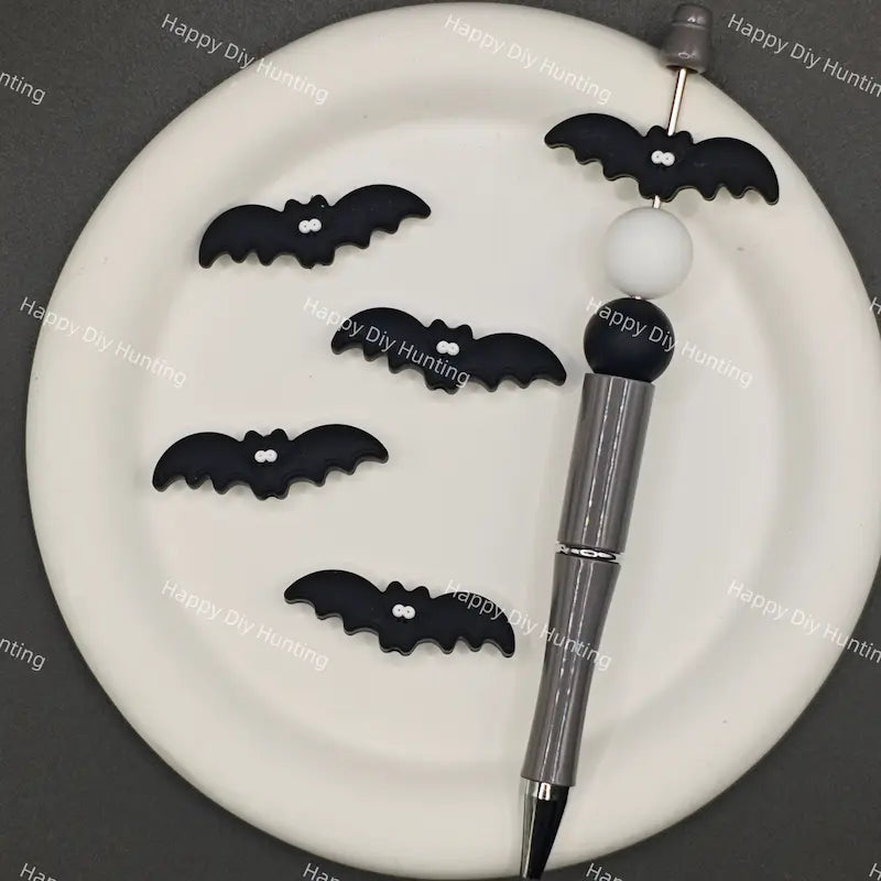 Halloween Black Bat Silicone Focal Beads for DIY Beadable Pens