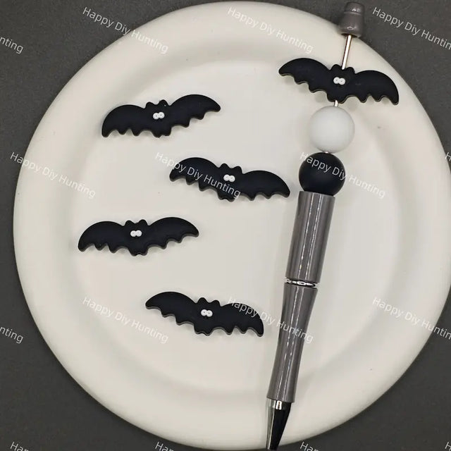 Halloween Black Bat Silicone Focal Beads for DIY Beadable Pens