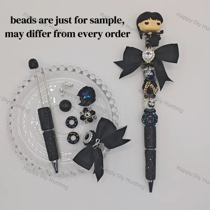 Halloween Dark Cello Girl Wednesday  Pen Topper for DIY Beadable Pens(No hole)