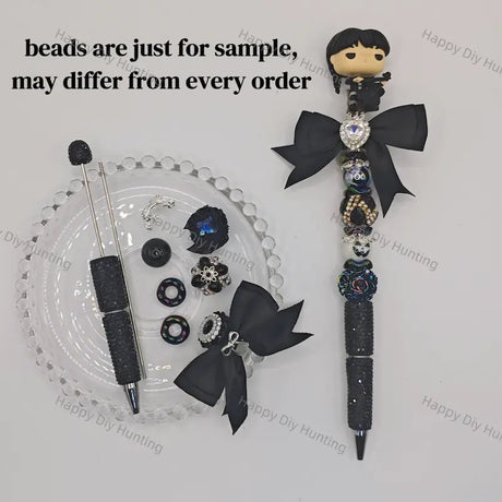 Halloween Dark Cello Girl Wednesday  Pen Topper for DIY Beadable Pens(No hole)