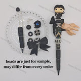 Halloween Dark Cello Girl Wednesday Pen Topper for DIY Beadable Pens(No hole)