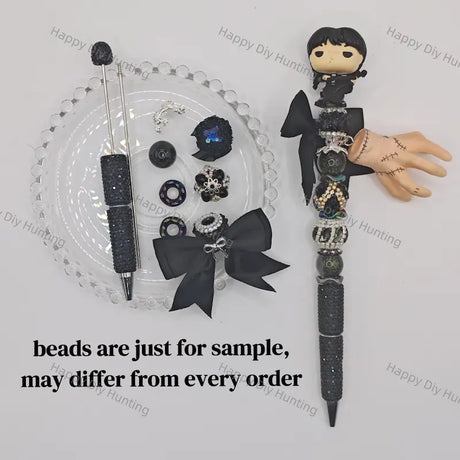Halloween Dark Cello Girl Wednesday Pen Topper for DIY Beadable Pens(No hole)