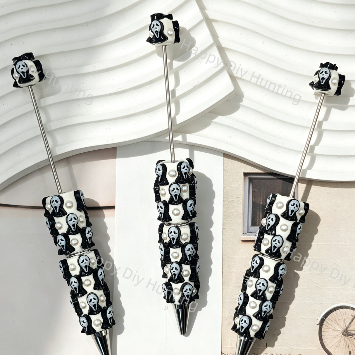 Halloween Ghost‑Face Beadable Pens Wholesale,Matches All Focal Beads & Pen Toppers