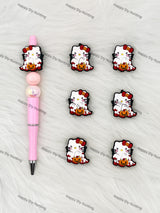 Halloween HK Cat Carrying A Pumpkin Lantern Silicone Focal Beads Wholesale, silicone focal beads for pens