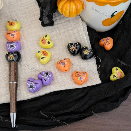 Halloween Heart Shaped Mix Acrylic Beads for DIY Beadable Pens & Jewelry Making