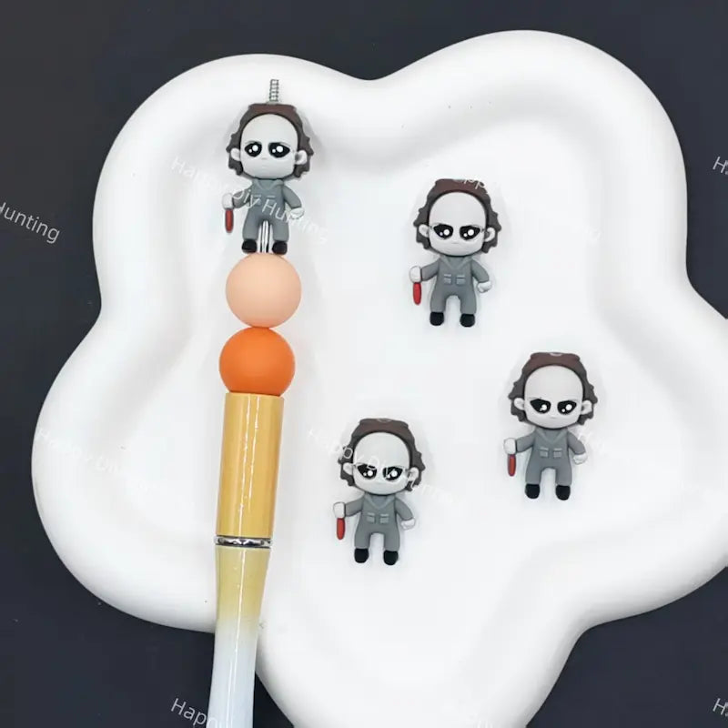 3D creepy Michael Myers horror food grade silicone focal beads for beadable pens Halloween DIY craft supplies