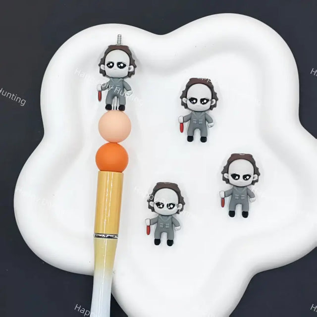 3D creepy Michael Myers horror food grade silicone focal beads for beadable pens Halloween DIY craft supplies