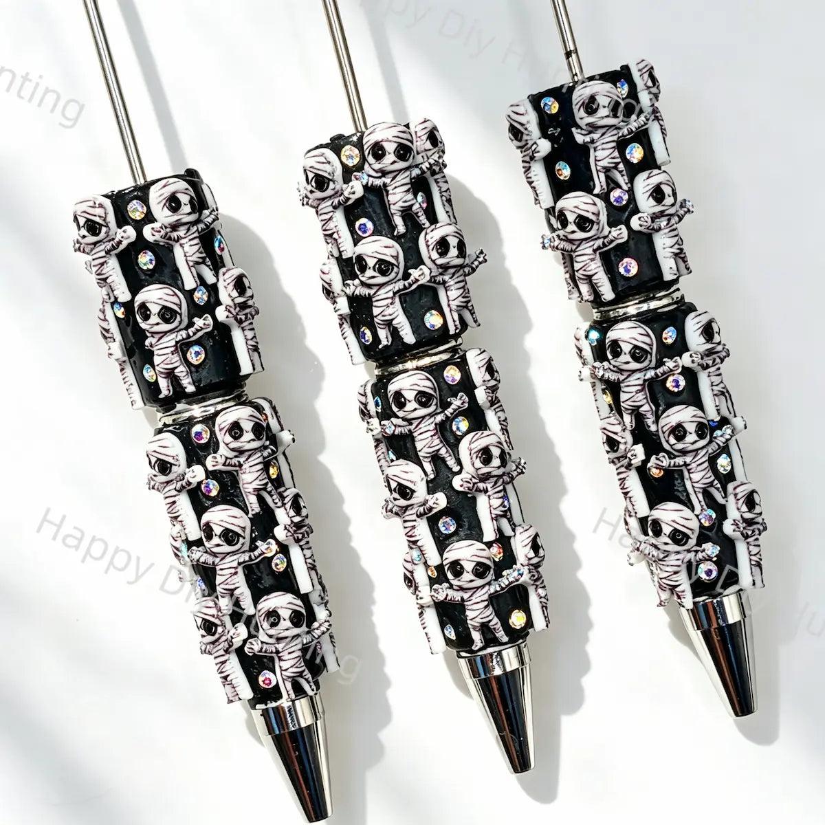 Halloween Mummy Graphic Decor Beadable Pens Wholesale, Matches All Focal Beads & Pen Toppers