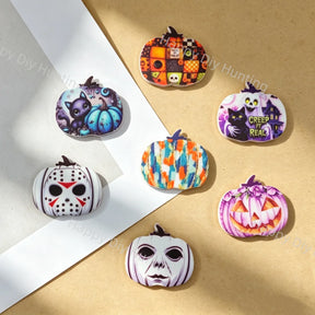 Halloween Pumpkin Mixed Print Silicone Focal Beads For DIY Beadable Pens& Jewelry