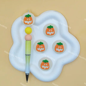 Halloween pumpkin silicone focal beads, jack-o-lantern beads for beadable pen DIY craft