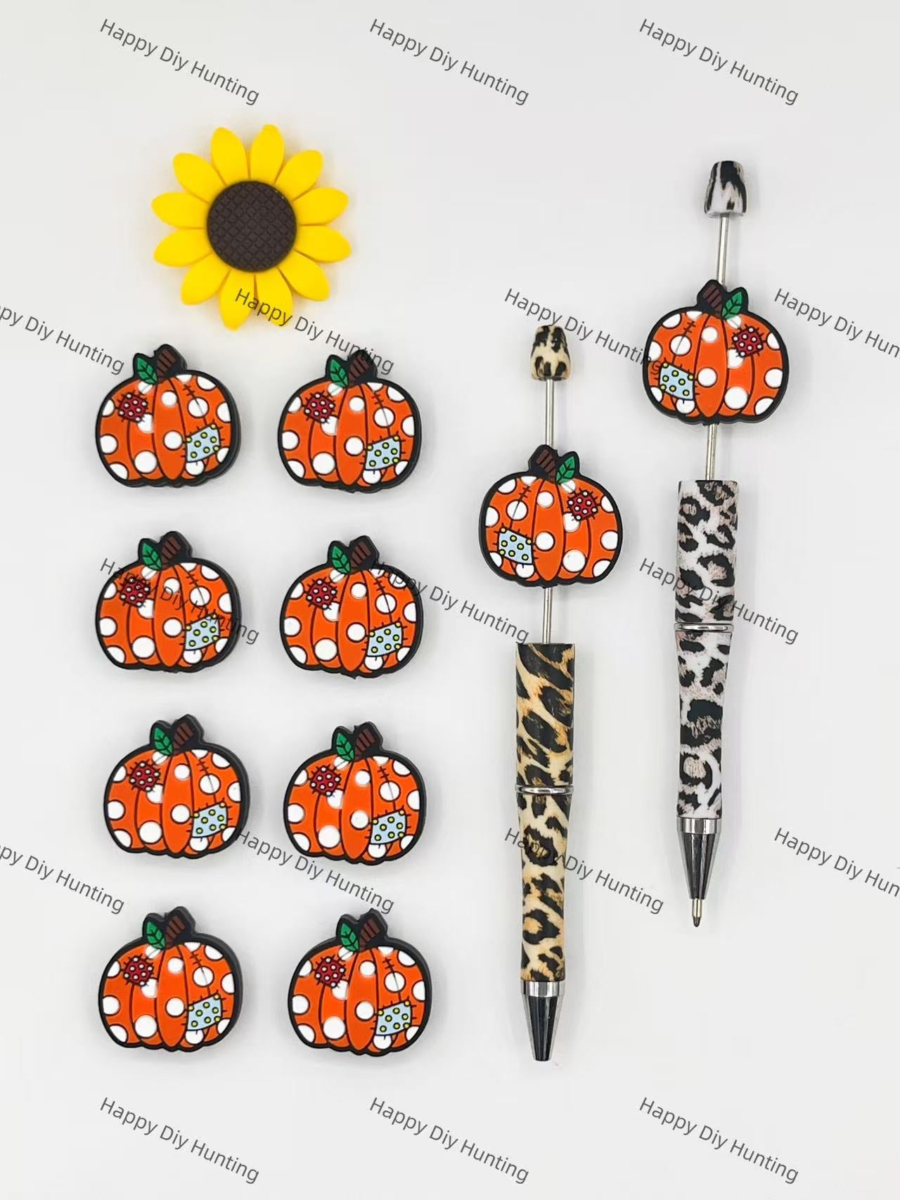 Halloween Pumpkin Silicone Focal Beads Wholesale, silicone focal beads for pens