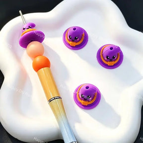 3D dimensional purple witch hat food grade silicone focal beads for beadable pens goth halloween DIY craft