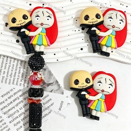 Gothic horned black dress girl decorative pen topper for diy beadable pen