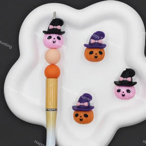 3D cute witch hat pumpkin food grade silicone focal beads for beadable pens halloween DIY craft supplies