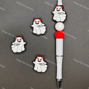 Halloween ghost with knife food grade silicone focal beads for beadable pens dark horror goth DIY craft