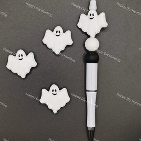 Halloween white ghost food grade silicone focal beads for beadable pens cute spooky DIY craft