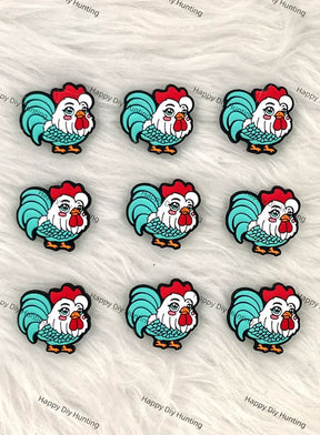 Handsome Rooster Silicone Focal Beads for Farm Animal Beadable Pen