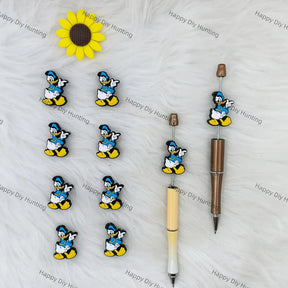 Handmade Beadable Pen with Happy Duck Silicone Focal Beads