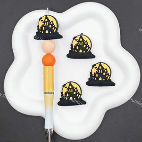 Spooky haunted house moon bat food grade silicone focal beads for beadable pens dark goth halloween DIY craft