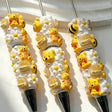 pre‑assembled sweet honey‑bear bee honey‑jar themed beadable pens with daisy flower and faux pearl embellishments bulk craft ballpoint pens