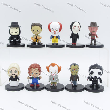 Horror Figures Miniature Figure 10 Characters Leatherface, Chucky Pen topper