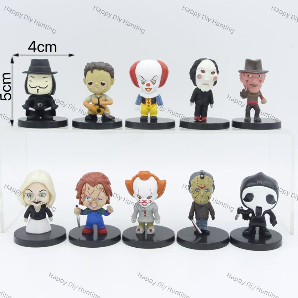 Horror Figures Miniature Figure 10 Characters Leatherface, Chucky Pen topper