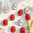 horror hockey mask silicone focal beads in white and red for diy beadable pen handmade halloween craft wholesale
