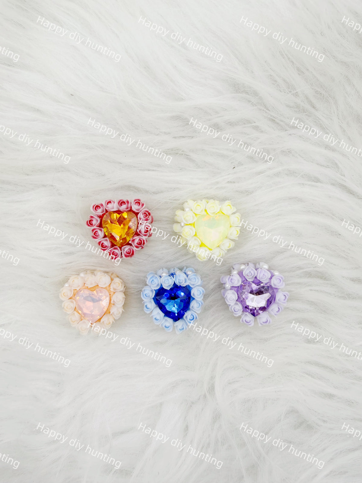 Fancy Heart Shape Rhinestone Beads with Flower Decoration FB-001