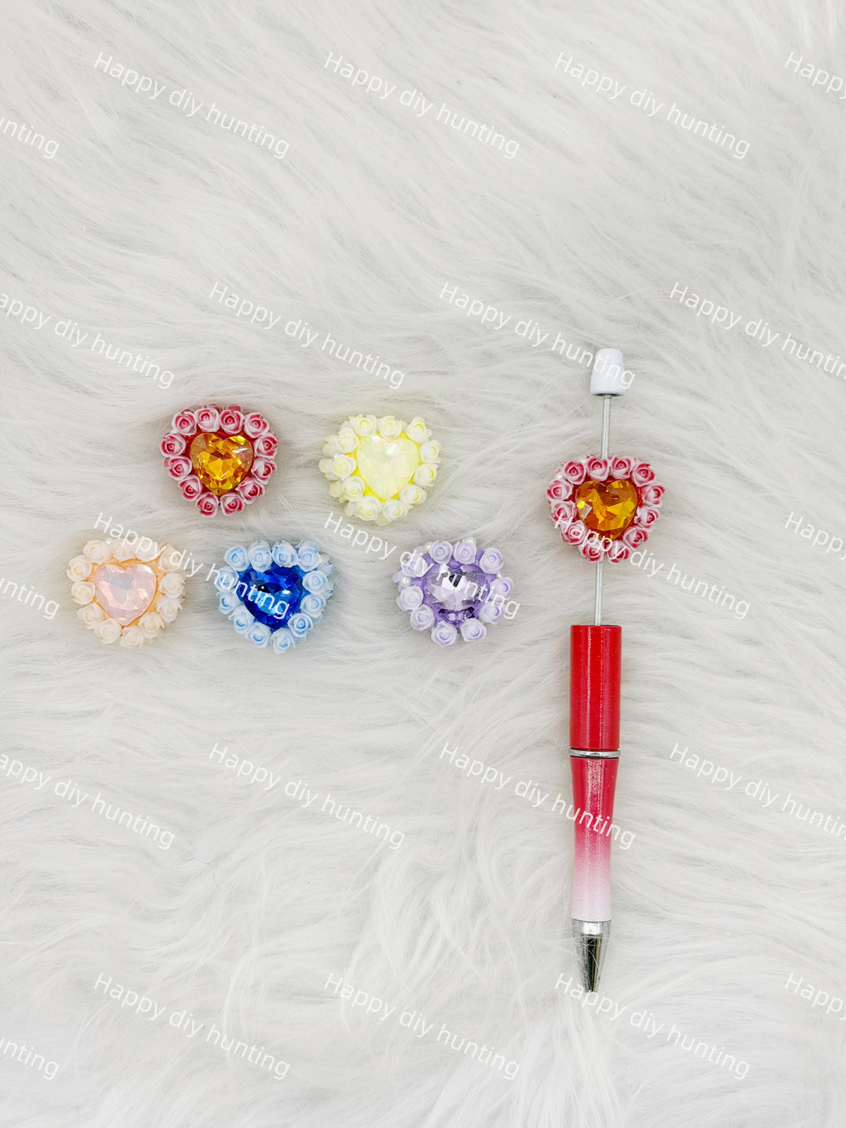 Fancy Heart Shape Rhinestone Beads with Flower Decoration FB-001