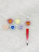Fancy Heart Shape Rhinestone Beads with Flower Decoration FB-001