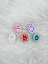 Fancy Oval Shape Rhinestone Beads with Flower Decoration FB-002