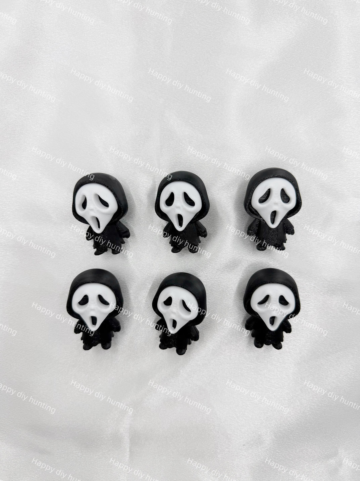Black 3D Printed Ghost Face Scream Pen Topper (No Hole)