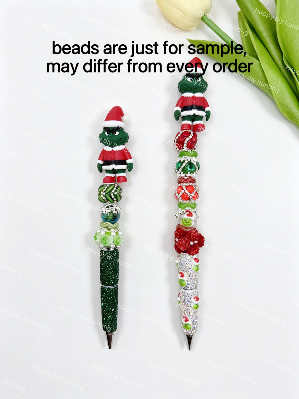 Grinch Green Christmas Monster 3D Pen Topper No Hole for DIY Beadable Pens Wholesale