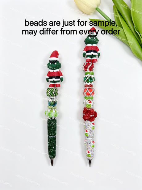 Grinch Green Christmas Monster 3D Pen Topper No Hole for DIY Beadable Pens Wholesale
