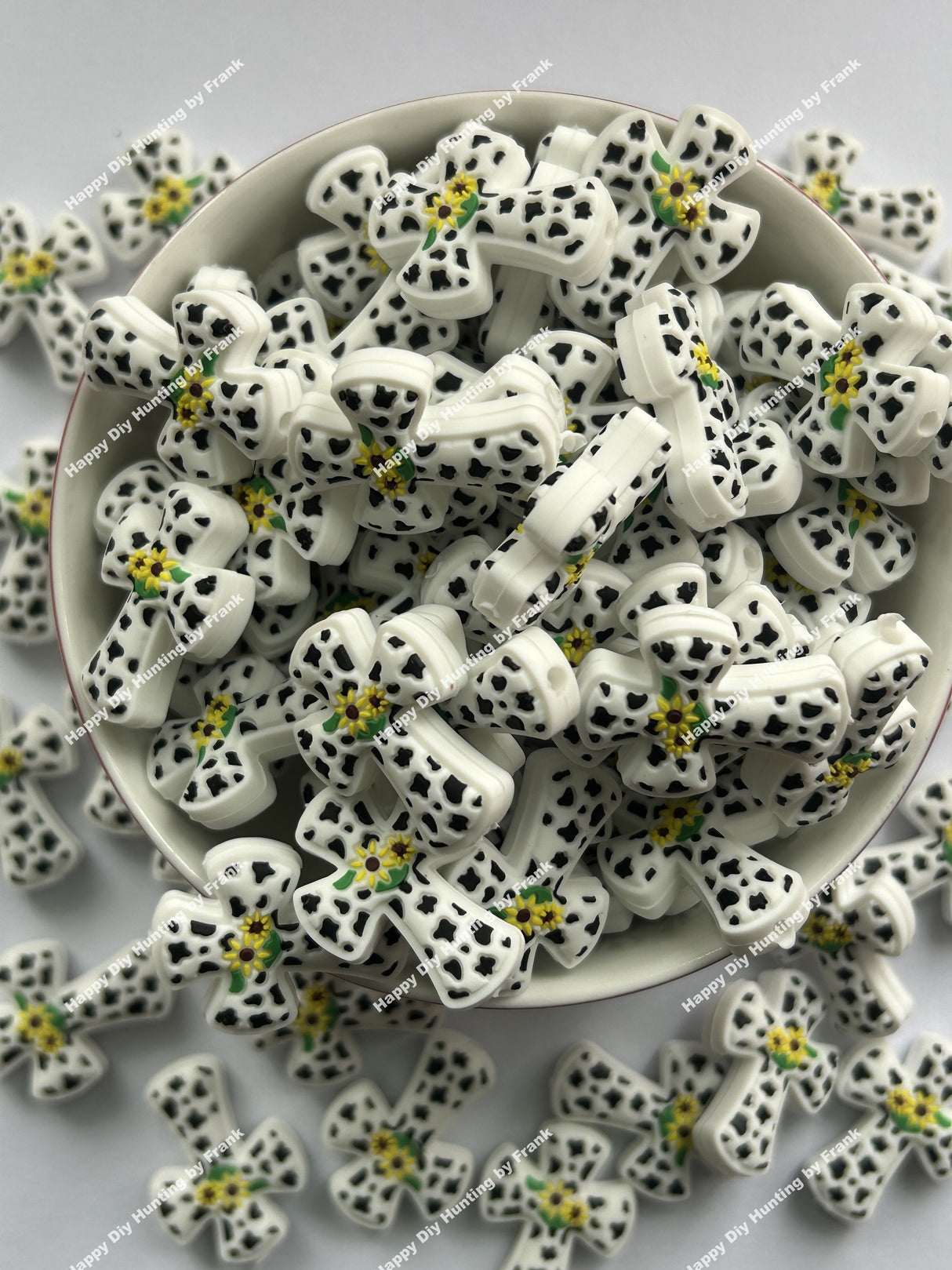 White cross Silicone Focal Beads