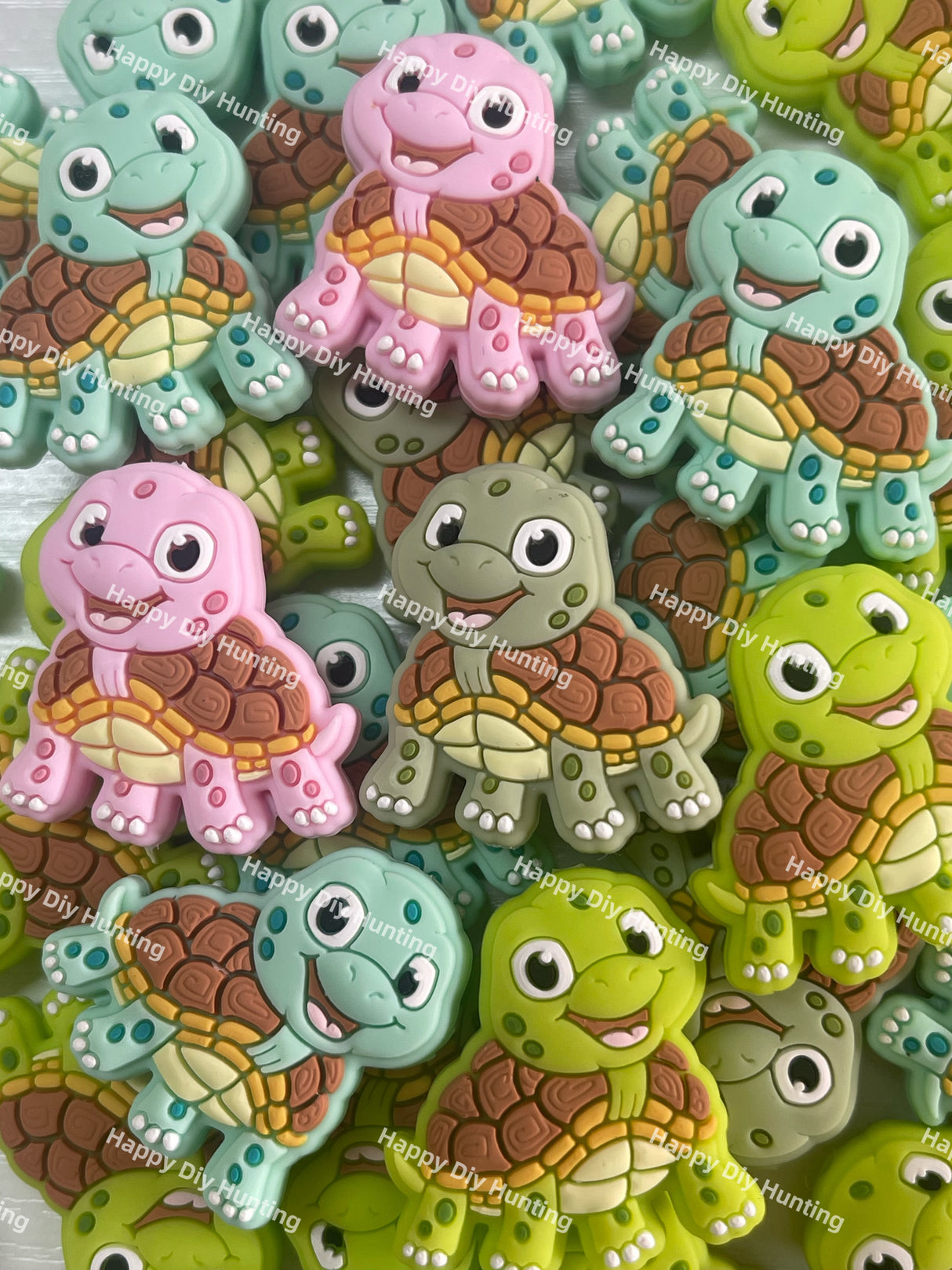 Colorful Turtles Silicone Focal Beads