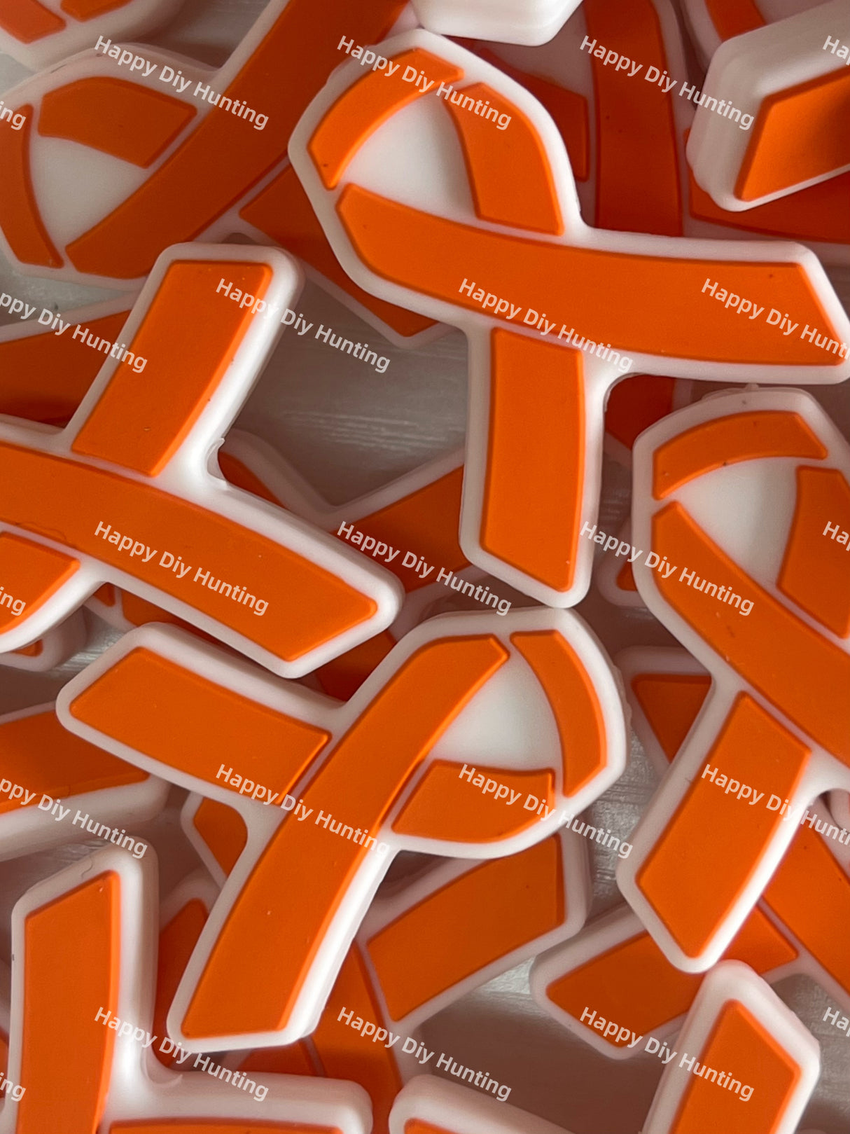 Orange Ribbon Silicone Focal Beads