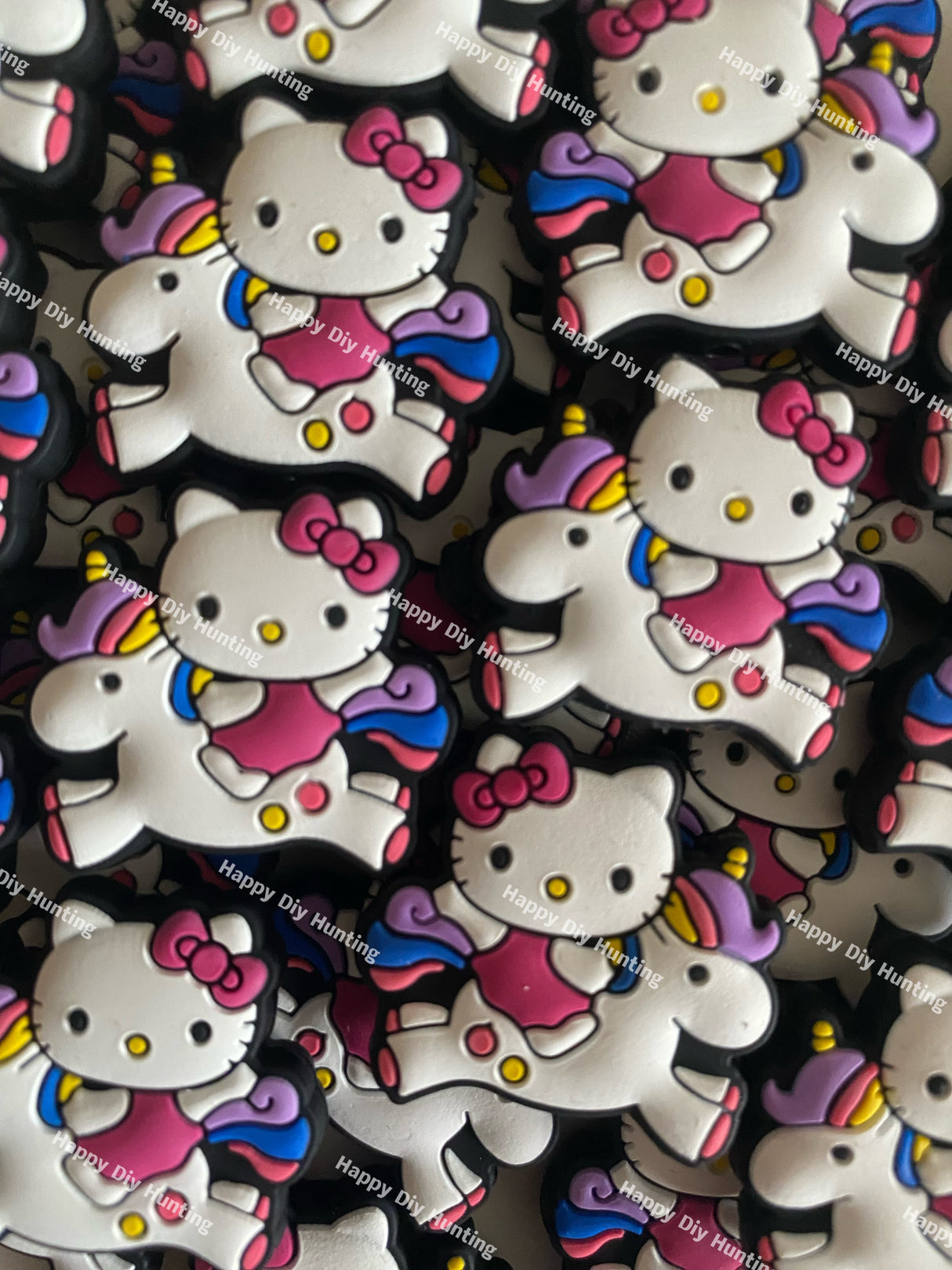 Hello HK Cat with Unicorn Silicone Focal Beads