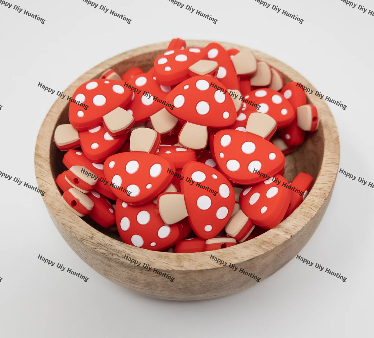 Red Mushroom Silicone Focal Beads, Mushroom Shaped Silicone Beads, Silicone Beads, Silicone Loose Beads, Wholesale Silicone