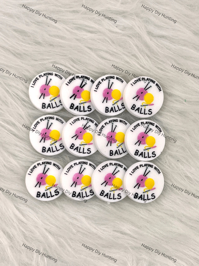 I Love Playing With Balls Silicone Focal Beads Wholesale