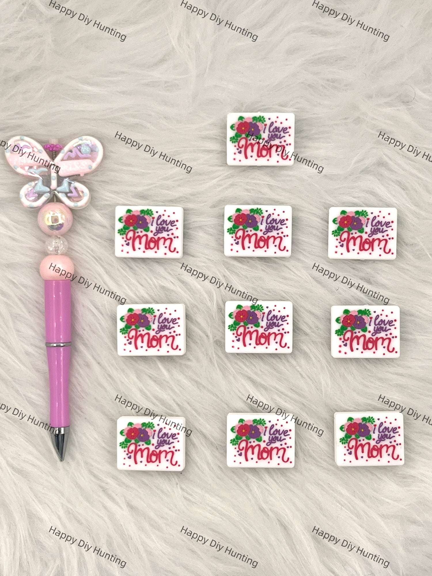 I Love You Mom Silicone Focal Beads Wholesale, silicone focal beads for pens